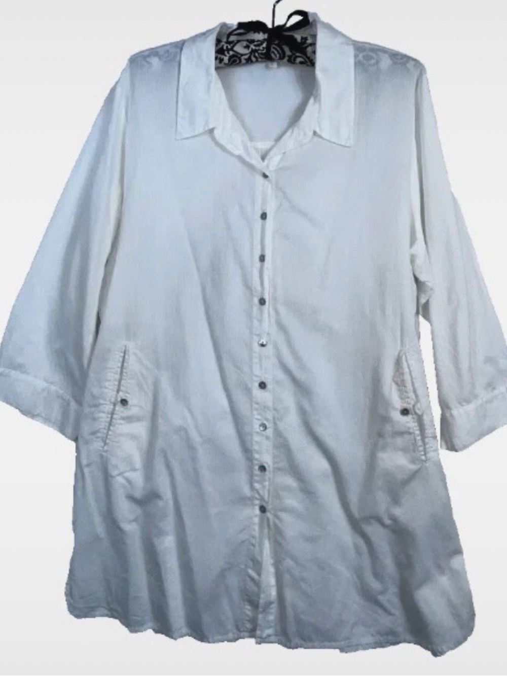Eileen Fisher Crisp White Button-Down Tunic Shirt